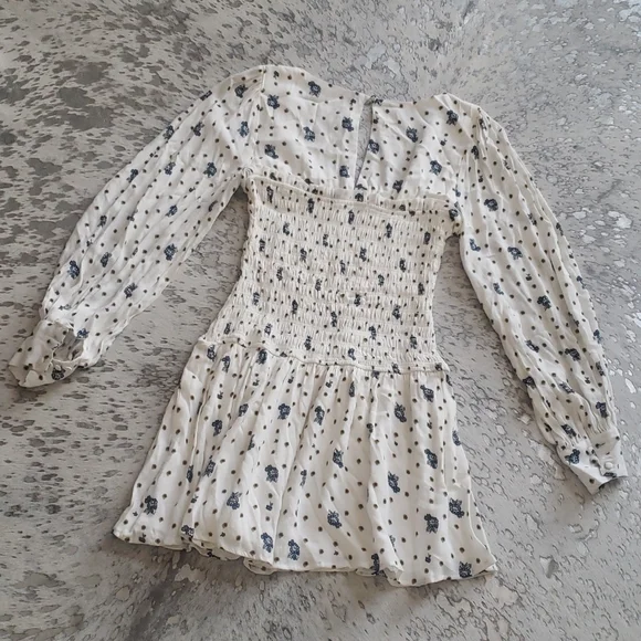 Free People Two Faces Mini Smocked Dress SzS NWOT - Picture 11 of 12